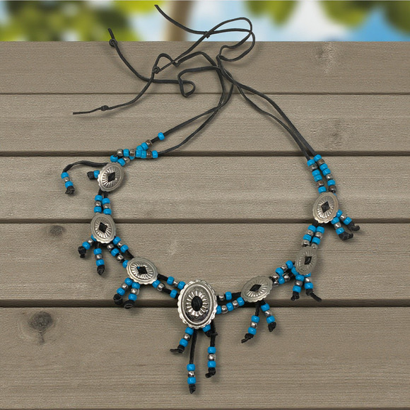 Vintage Artisan Made Southwestern Concho & Beaded Leather Tie Belt OOAK - Picture 2 of 5